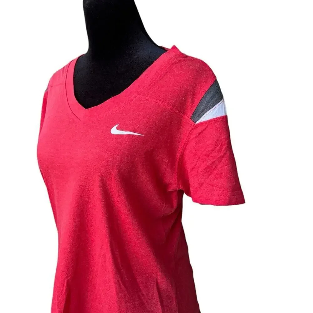 Nike Red Short Sleeves, V-neck, Women's size M